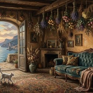 Elegant Teal Sofa with Floral Cushions